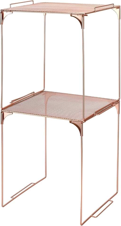 Locker Organizer Shelf Stackable Extra Locker Shelf for School Locker Organizer Storage Cabinet Accessories Suitable for School, Office, and Home use (2, Rose Gold)