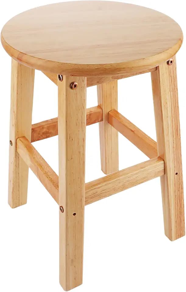 ASelected 45 cm Hocker Holz, Holzhocker, Gästehocker Für Das Wohnzimmer Korridor Höhe (Rund), Ohne Rücken- und Sitzkissen, in Naturholzfarbe