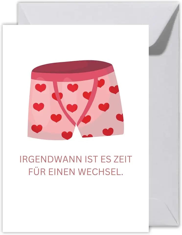 WBdesignz Abschied Karte mit Umschlag - Abschiedskarte für Kollegen “Irgendwann ist es Zeit für einen Wechsel” Unterhose mit Herzen Abschiedsgeschenk Neuanfang Jobwechsel Richtungswechsel (XXL DIN A4)