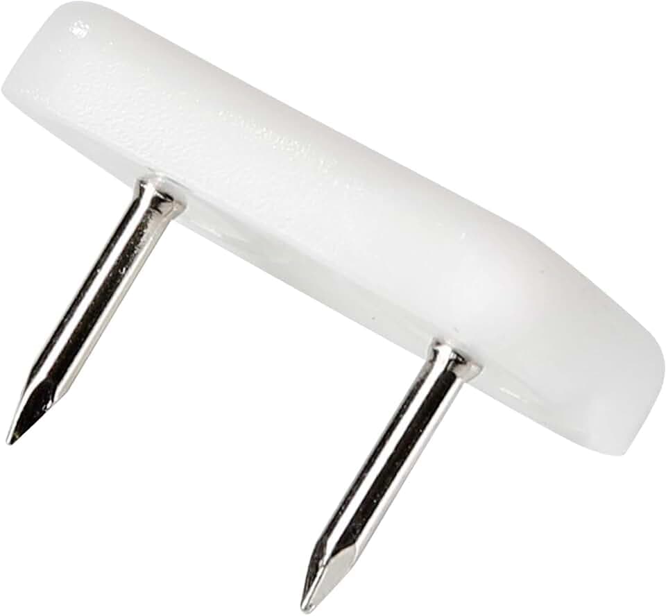 Adsamm® / 16 x Kunststoffgleiter mit 2-Nägel/Weiß / 18x30 mm/rechteckig/Möbelgleiter mit Nagel/Möbel- und Bodengleiter