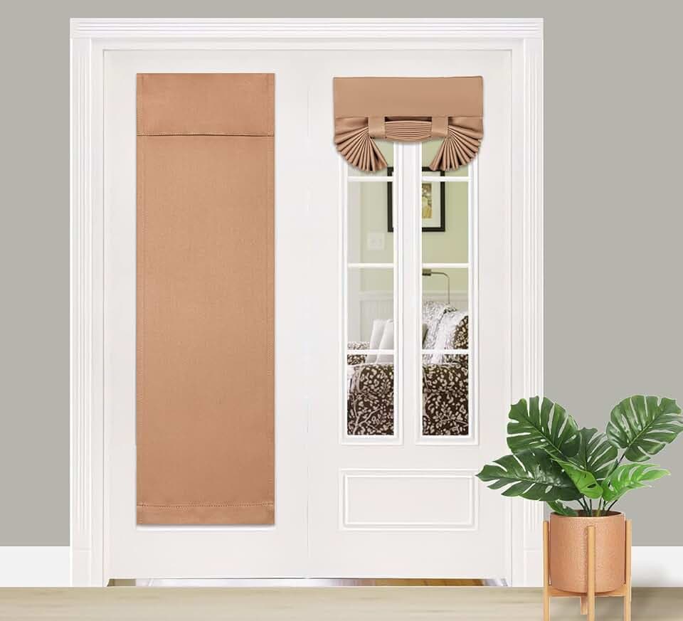 PI French Door Curtain 2 Panels, Room Darkening Privacy Thermal Insulated Window Shade for Glass/Front/Sliding/Patio Door (W26XL68-2PC, Cappuccino)