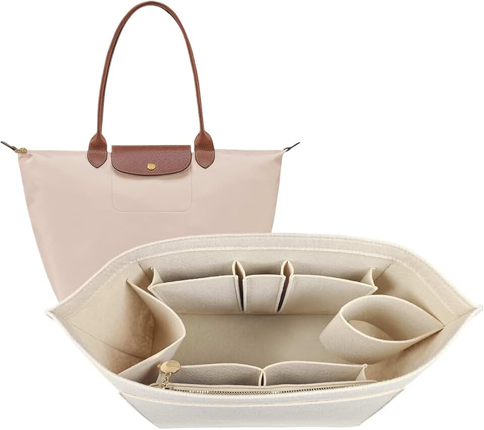 Lckaey Purse Organizer For Longchamp Purse For Long Champ Le Pliage Insert organizer1012-25beige-L