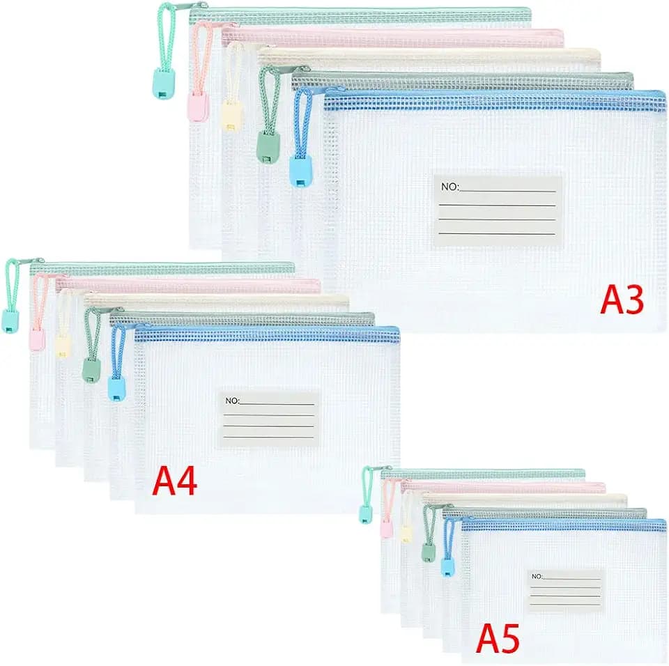 Vicloon Dokumententasche A3+A4+A5, 15pcs Reißverschlusstaschen
