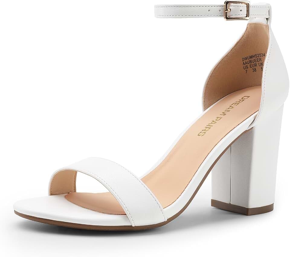 DREAM PAIRS Heels for Women Chunky Block Heel Open Toe Ankle Strap 3.5 Inch Heeled Sandals for Party Date Wedding