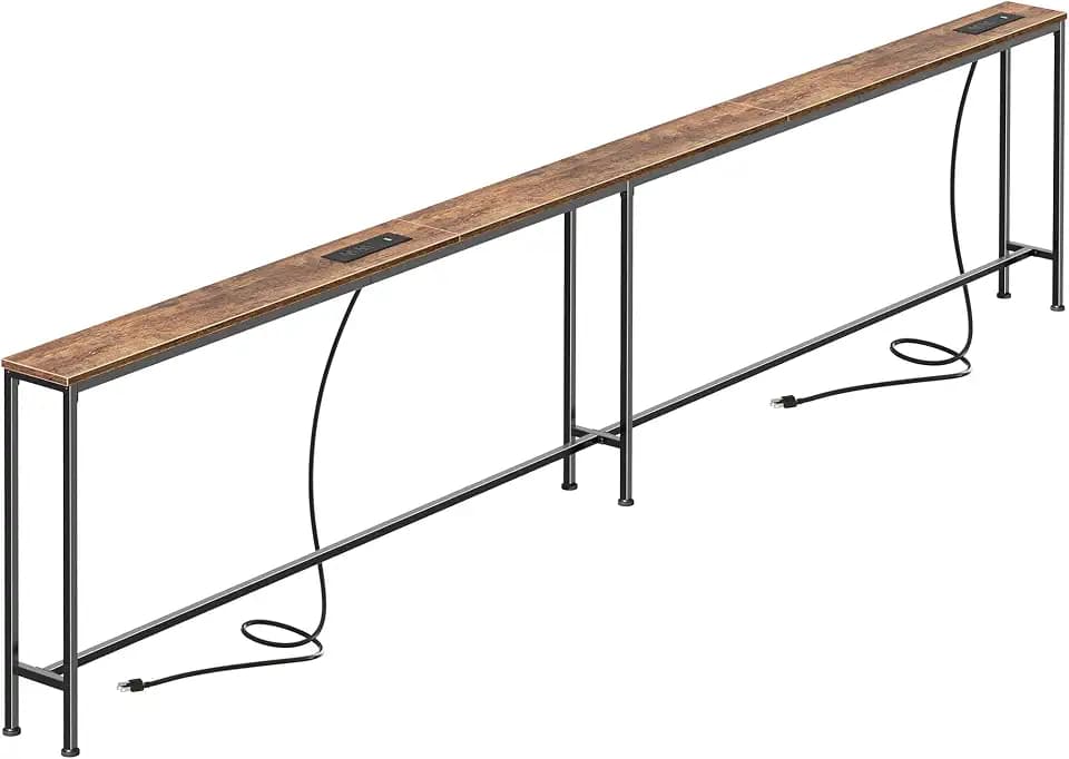 SUPERJARE 118.1 Inch Sofa Table with 2 Power Outlets and USB-C Port