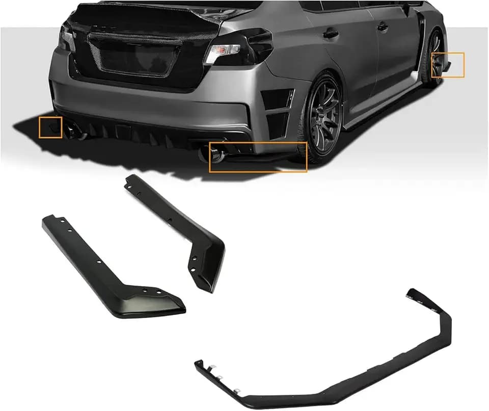 ECOTRIC Front & Rear Bumper Valance Lip Spoiler Compatible with 2015-2021 Subaru WRX & STI Lower Splitter Finisher Under Chin Spoiler (Unpainted Black) Two Packages