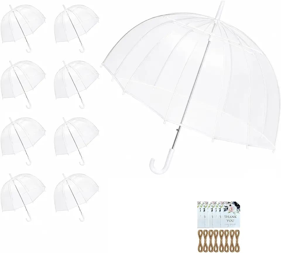 Clear Wedding Umbrella 8 Pack, 46" Bubble Dome for Bridesmaid Photography