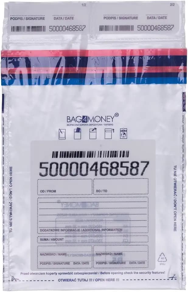 OFFICE PRODUCTS Safebags Sicherheitsbeutel / 50 Stück/transparent/ B5/ 190x260mm/ ausbruchsicher/für den Transport von Bargeld und Wertsachen/einzeln nummeriert
