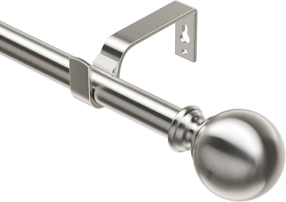 Gardinenstange Ausziehbar 76-280 CM, 19 MM Durchmesser Vorhangstange, Gardienenstange füR Gardinen mit öSen, Gardinenstangen mit Halterung und Rundkappen, füR Balkon, KüChe, Gebürstetes Nickel