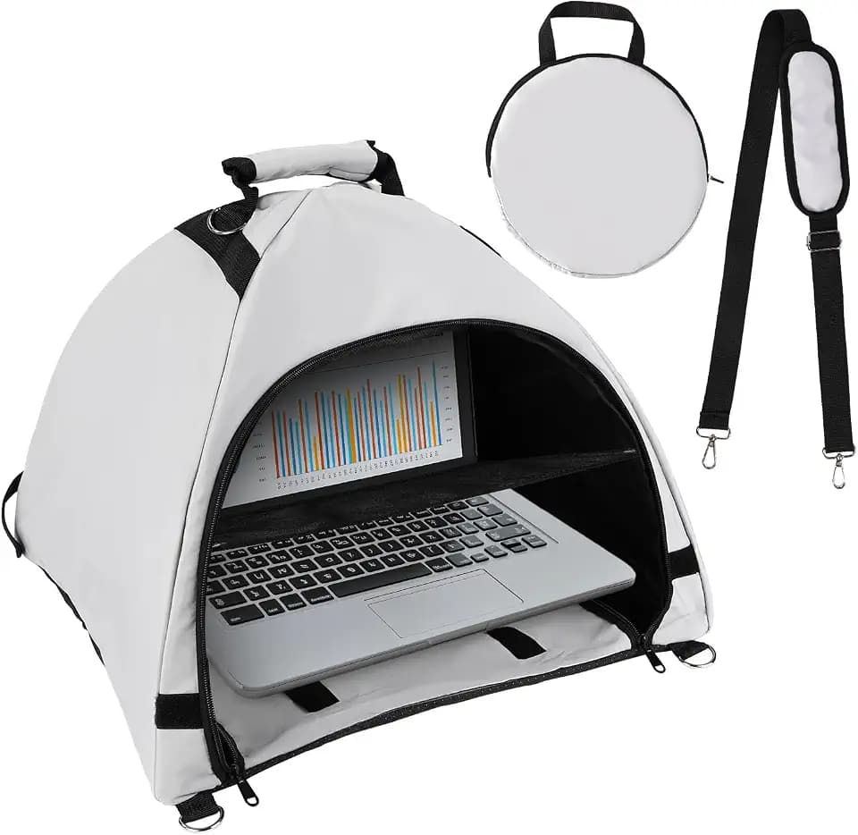 Laptop Tent, Sun Shade Waterproof Fabric Laptop Protective Hood for Computer Working Outside Accessories Part Glare Shield & Heat Reflective Awning Convertible Foldable Tote for Outdoor