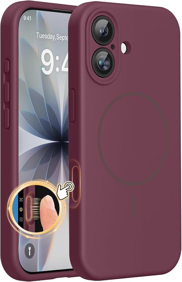 Miracase Silicone & Magnetic for iPhone 17 Case, Wine Red