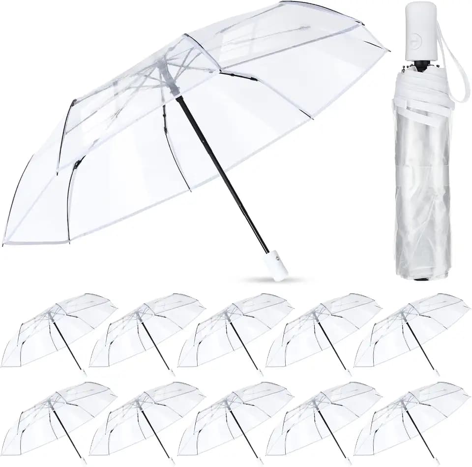 Sanwuta 12 Pcs Weddings Clear Umbrellas