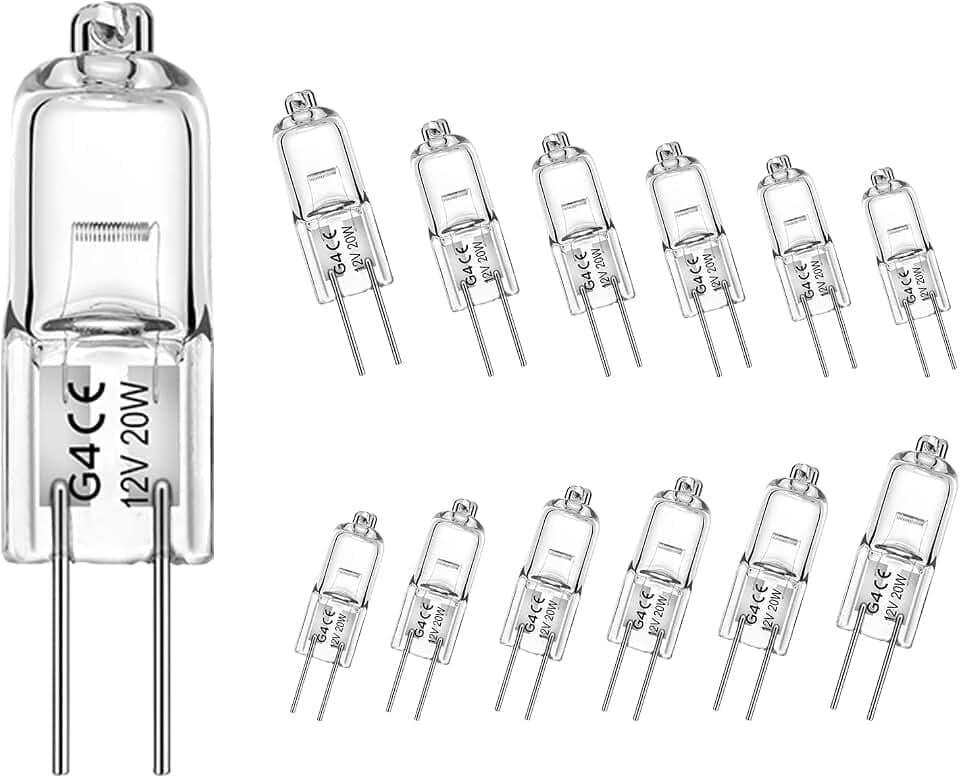 WeshLMPO G4 Bulb,12V 20W Halogen Light Bulbs 2 Pin,G4 Light Bulbs Replacement for Under Cabinet Puck Light,Chandeliers, Accent Lights, Track Lighting (12 Pack)