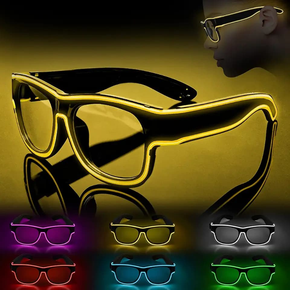Ainiv LED Leuchtbrille, Aufladbar Led Brille, Kabellos Party Brille