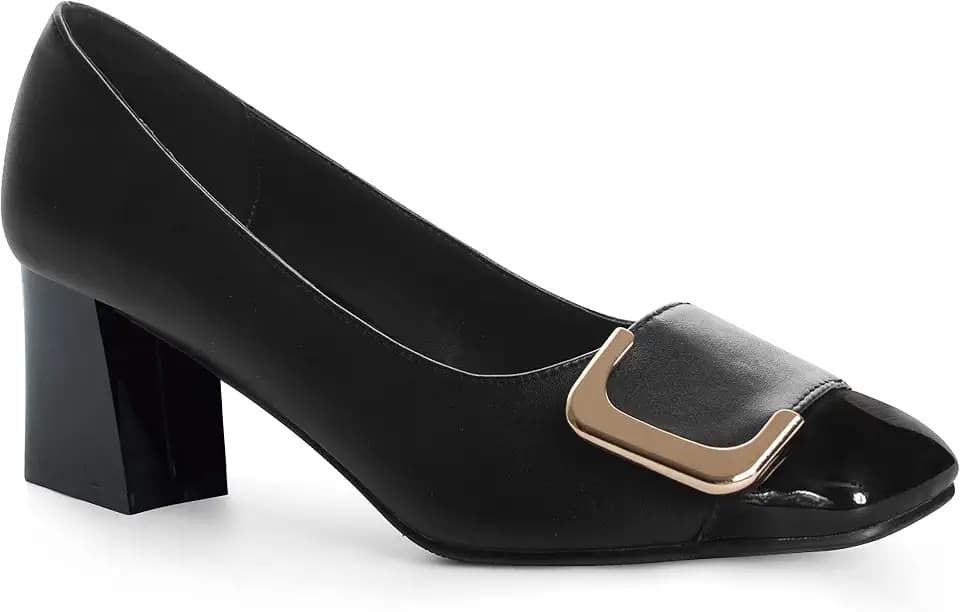 ANN CREEK Women’s Pumps Shoes Two Tone - Chunky Heels Square Toe Black 8