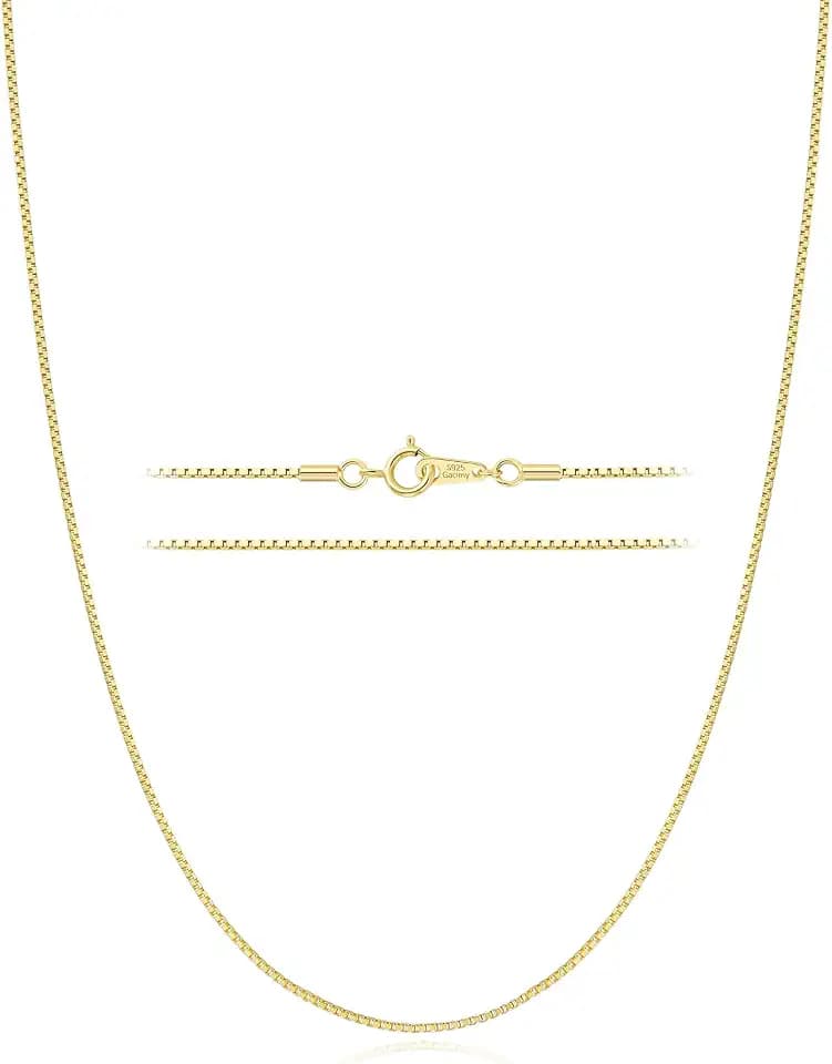 Gacimy Gold Over 925 Sterling Silver Box Chain for Women