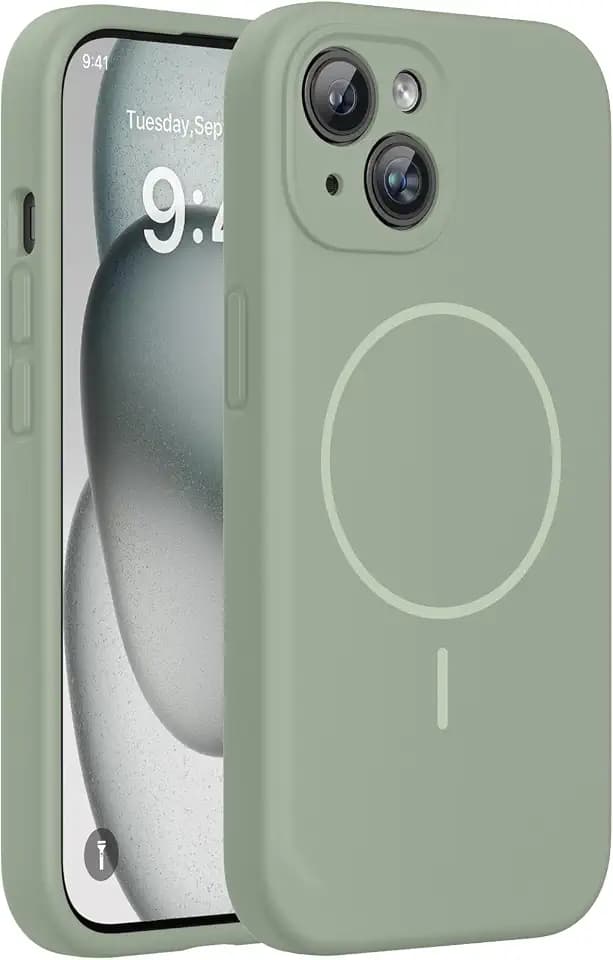 Miracase Silicone & Magnetic for iPhone 15 Case, Patina Green