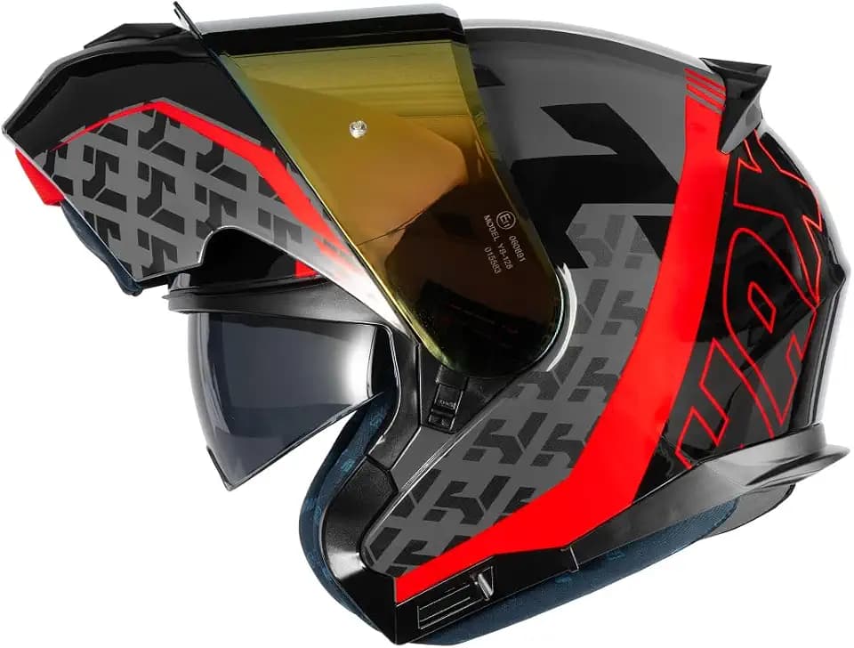 HAX Modular Flip-Up Dual Visor Motorcycle Helmet Adult DOT/ECE Approved