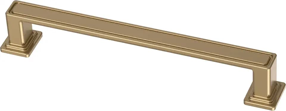 Franklin Brass 10 Pack Champagne Bronze Gold Cabinet Handles 5-1/16 inch (128mm) Kitchen Cabinet Handles and Drawer Pulls for Cupboards and Dressers | Recessed Square