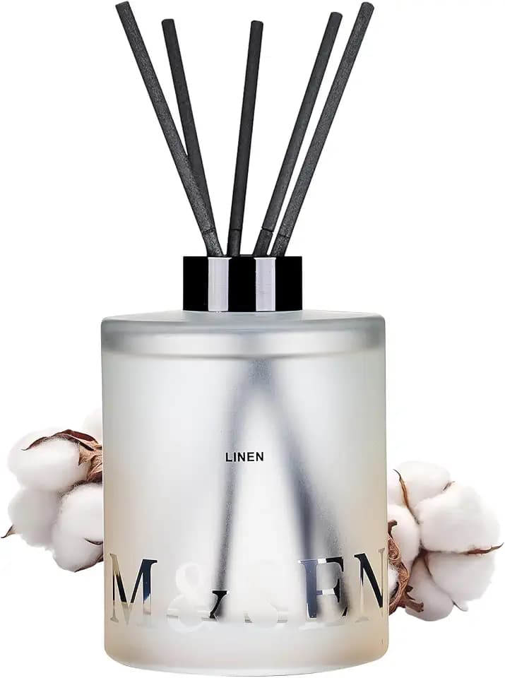 M&SENSE Reed Diffuser Set, Linen, 17 oz Natural Essential Oil