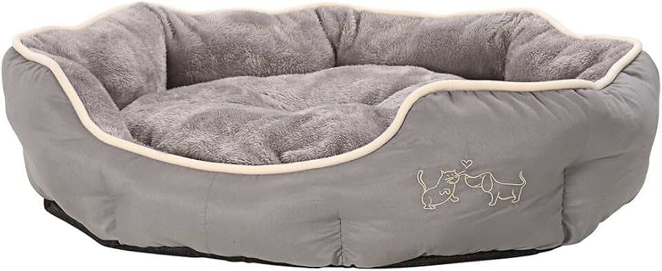 Dehner Lieblinge Hundebett Sammy, oval, grau, 90 x 80 x 14 cm