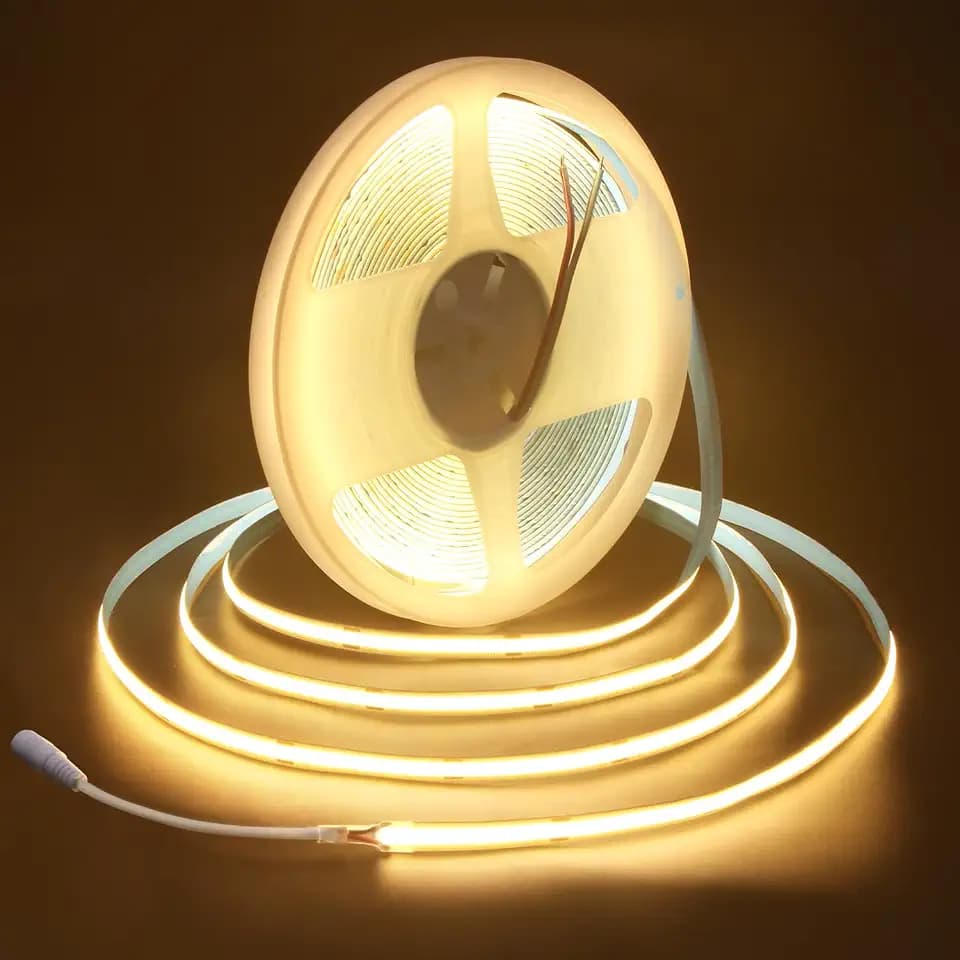 ALITOVE COB LED Strip Lights Warm White 3000K Uniform 24V LED Tape Light 32.8ft Premium High Density 480leds/M CRI90+ Flexible Dimmable 8mm COB Led Lights for Home Indoor Decoration(No Power Supply)