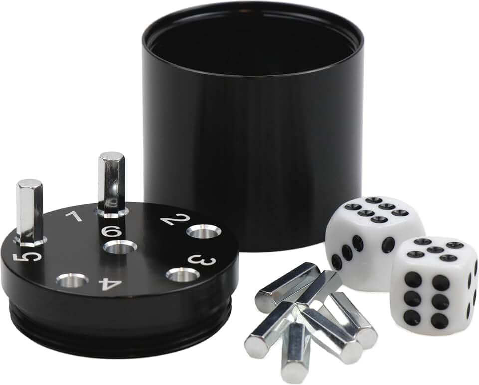 BestSaller 3003 'SUPER SIX' Aluminum 'Sonder Edition', 36 Spielstäbchen & 2 Würfel, schwarz (1 Stück)