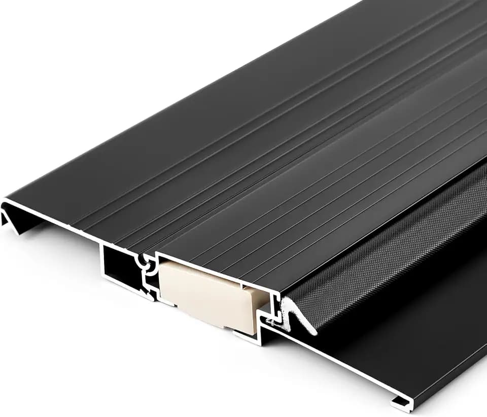 Blulu 36" Aluminum Exterior Door Threshold 7 13/16" Outdoor Swing Threshold Heavy Duty Adjustable Aluminum Door Sill Pan for Weatherproof & Easy Install for Residential/Commercial Use, Black (1 Pcs)