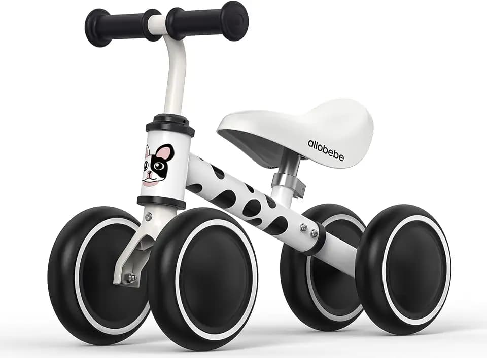 allobebe Baby Balance Bike, Cute Toddler Bikes 12-36 Months Gifts for 1 Year Old Girl Bike to Train Baby from Standing to Running with Adjustable Seat Silent & Soft 3 Wheels
