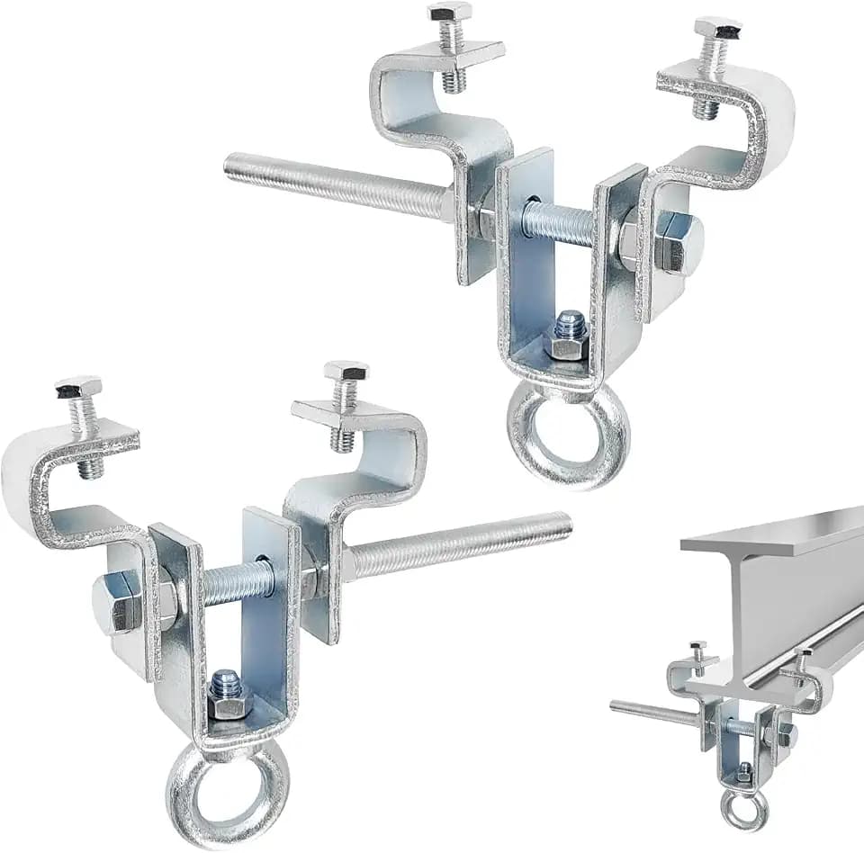 2 Stück Verstellbare Stahlträger Befestigung, Kranhaken, Trägerklemme für Schwere Säcke Hält 204KG - Einstellbar von 65 mm bis 225 mm, für Vielseitige Anwendungen - Robust und Einfach zu Bedienen