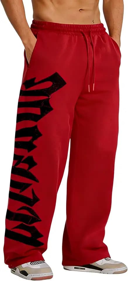 Lsweioad Mens Baggy Camo Pants Graphic Sweatpants with Pockets Camouflage Cargo Joggers Men for Gym Casual Hiking