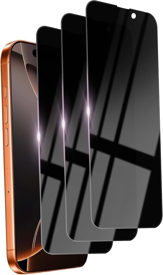 3 Pack Privacy Screen Protector for iPhone 16 Pro Max Tempered Glass