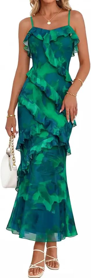 MEROKEETY Summer Floral Wedding Guest Maxi Dress Women 2026 Formal Cocktail