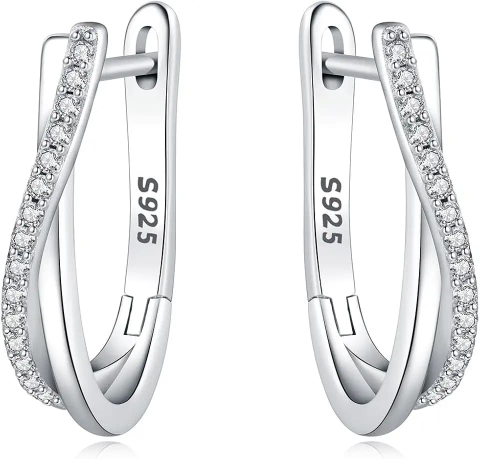 Zirkonia 925 Sterling Silber Ohrringe Damen Creolen Silber Creolen Damen Earrings For Women Geschenke für Frauen, Mütter und ihre Lieben