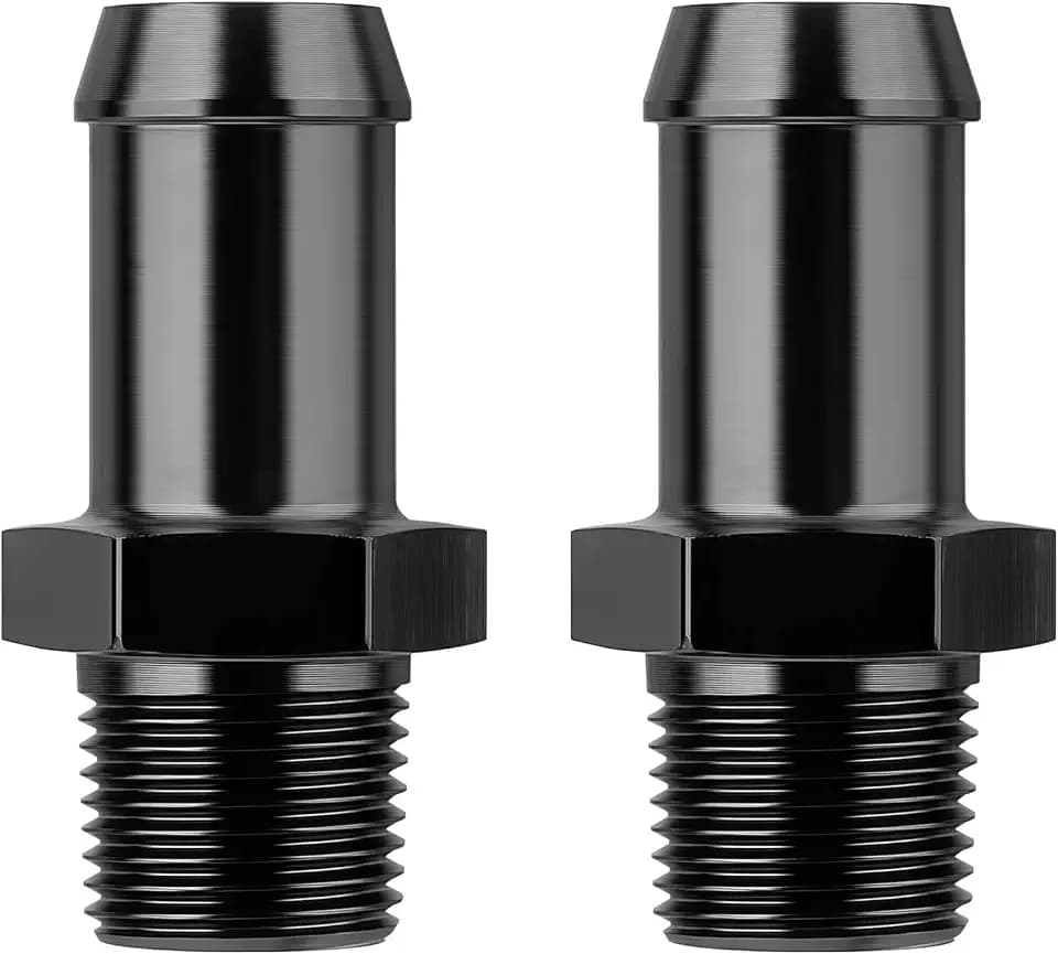 EVIL ENERGY 3/8" NPT Male to 5/8" Barb Fitting Adapter Straight Aluminum Black 2PCS