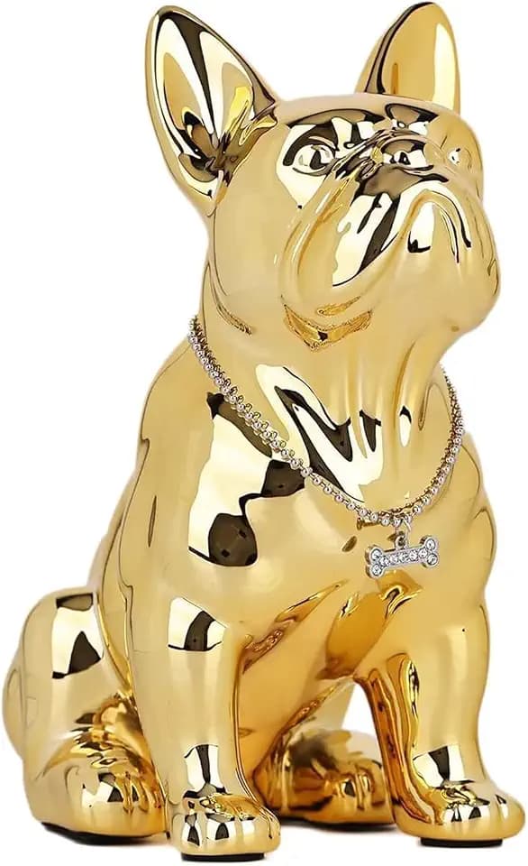 Französische Bulldogge Deko Skulpturen, Kunstharz Englische Bulldogge Figur Hund Statue,Wohnzimmer Modern Schreibtisch-Dekoration