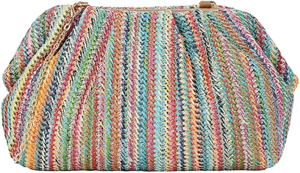 Huralona Women Straw Clutch Purse Summer Beach Crossbody Evening Handbag