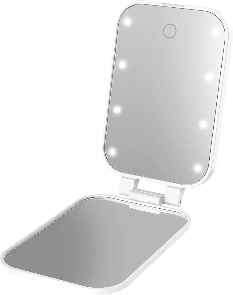 Conair Lighted Makeup Mirror, LED Vanity Mirror, 1X/3X Magnifying Mirror, Compact Travel Mirror, Battery Operated in White