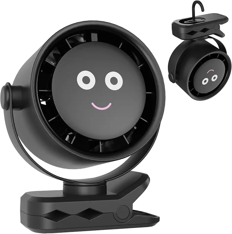 Fitabok Ventilator Leise mit Clip - USB Tischventilatoren, 5 Geschwindigkeiten Tragbarer Mini Fans mit LED Display, 720 Grad Drehung Ventilatoren, Lüfter für Camping/Kinderwagen/Haus/Schlafzimme/Büro