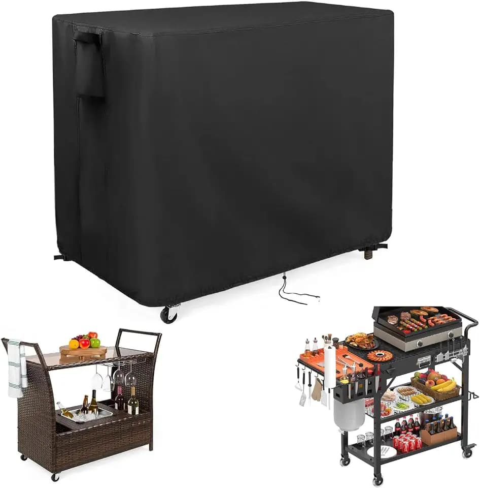 Outdoor Bar Cart Cover for TomCare Grill Table/ Serving Wicker Bar Table