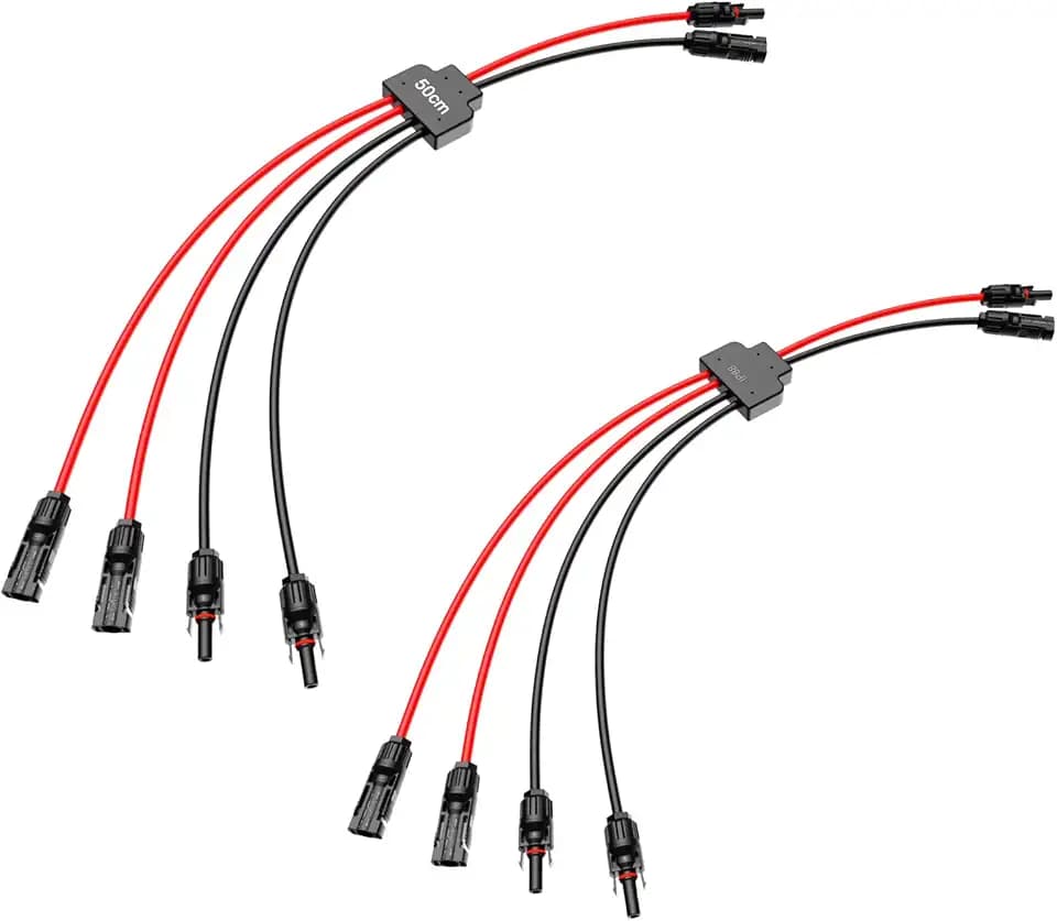 2 Stück Solar Y Kabel,Solar-Anschlusskabel,Y Stecker Solar,Verlängerungskabel Solarkabel Stecker,2 bis 4 Solarpanel-Anschlusskabel (2 bis 4)