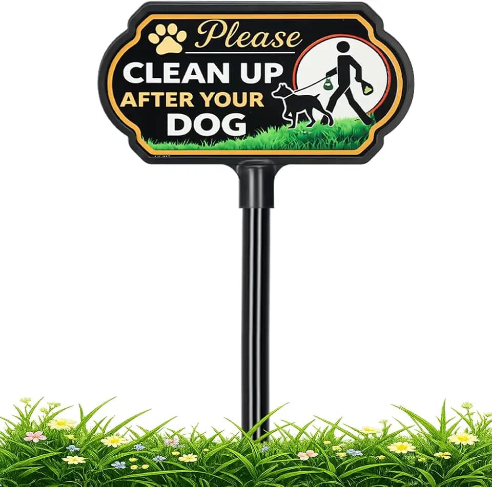 Clean Up After Your Dog Sign, 10 x 5 Inch, Yard Sign with Stake