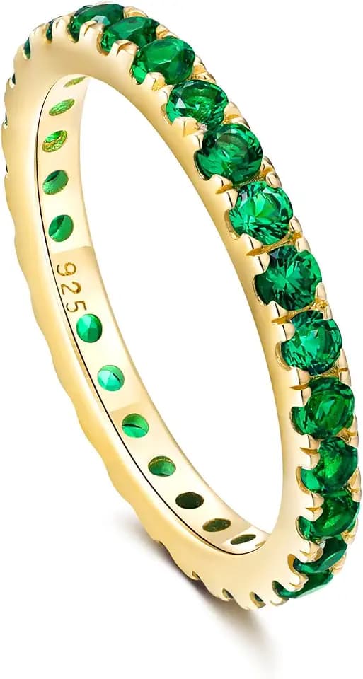 Birthstone Full Eternity Band Stackable Wedding Anniversary Ring Men Women
