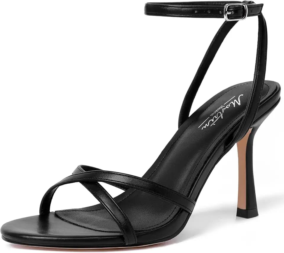 Mostrin Strappy Heels for Women Ankle Strap Heels Women's Heeled Sandals for Party Prom Wedding