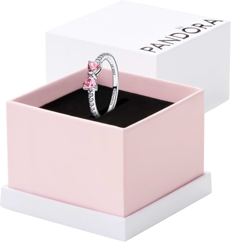 Pandora Damen-Ring Silber mit rosa glitzernder Schleife 193510C01