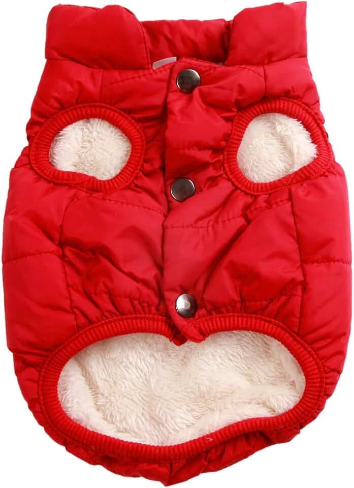 Mit Fleece gefütterte Hundejacke mit 2 Schichten von JoyDaog, sehr warm für den Winter und kaltes Wetter, extraweiche, winddichte Hundeweste(XXX-Large, rot)
