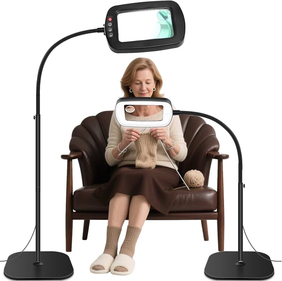 NZQXJXZ 10X 30X Lupe mit Licht und Ständer, 72 LEDs Lupenlampe Standlupe
