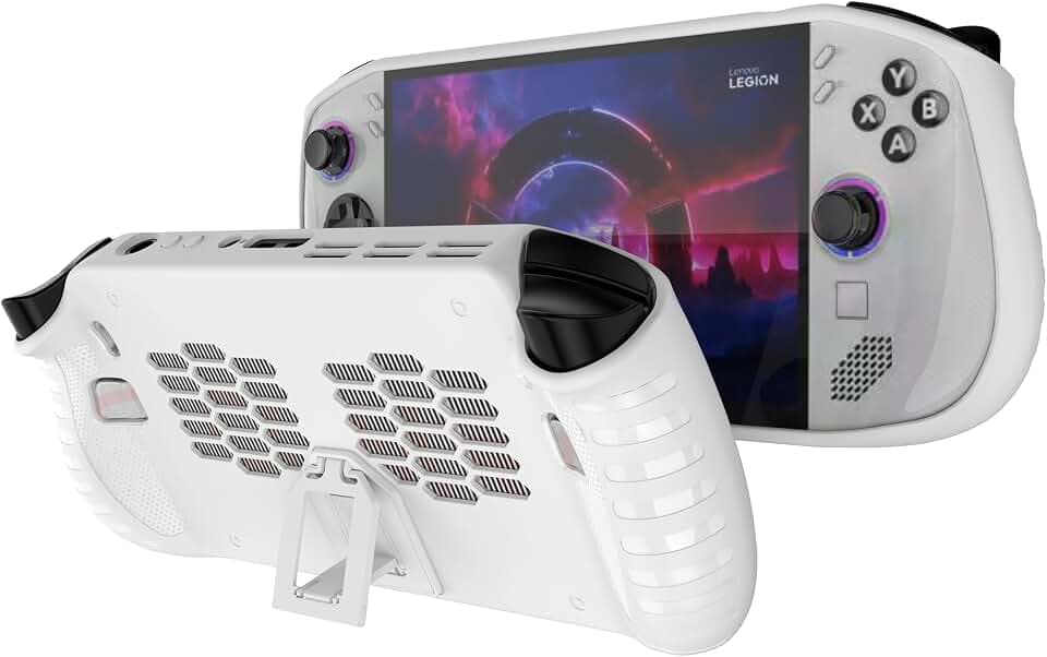 FDHYFGDY Hülle für Lenovo Legion Go S Spielmaschine Hülle mit Ständer, stoßdämpfende TPU Schutzhülle –Weiß