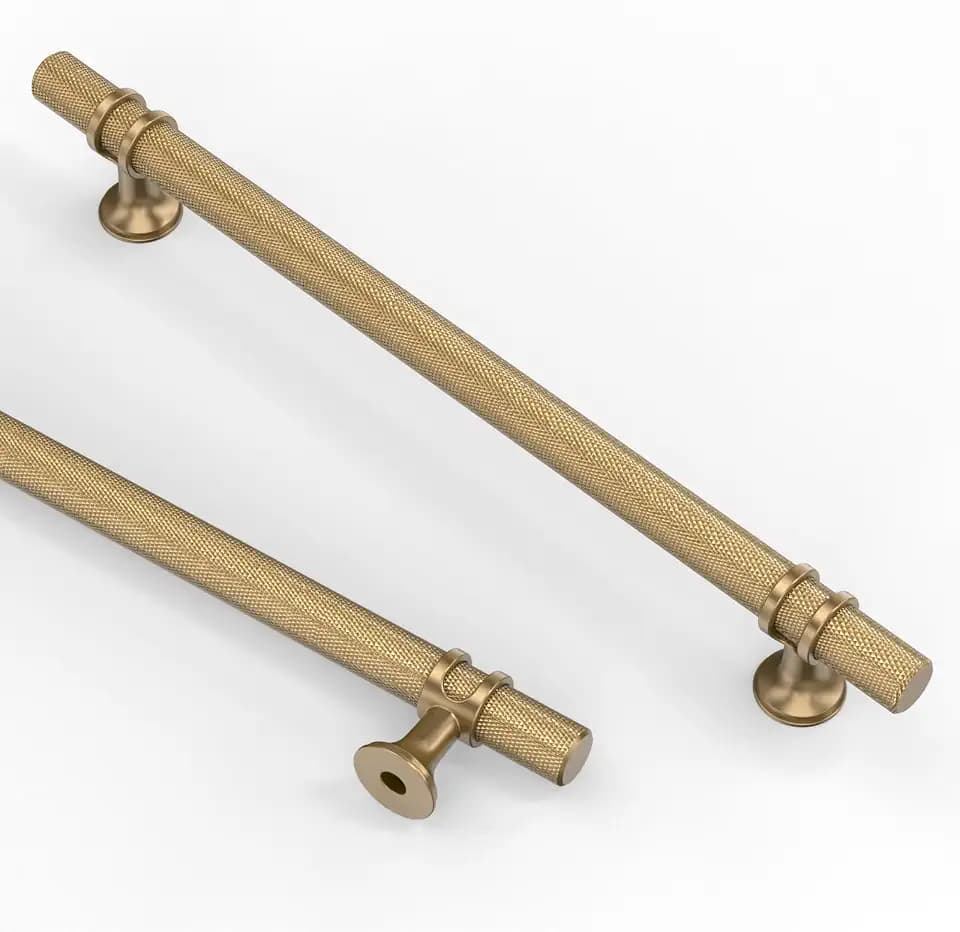 Asidrama 6 Pack 10 Inch(254mm) Knurled Champagne Bronze Kitchen Cabinet Handles, Cabinet Pulls Kitchen Cabinet Hardware Cupboard Handles Drawer Pulls