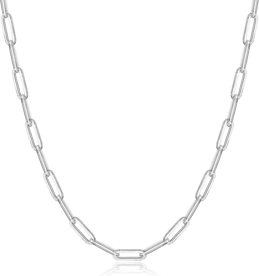 OCHCOH 925 Sterling Silver Clasp 2.5/3/4/5mm Paperclip Chain for Women Silver Chain Necklace 16, 18, 20, 22, 24, 26, 30 Inches